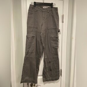 Sixty-Six Size 1 Gray Cotton Zipper Pockets Wide Leg Cargo Pants Hammer Loop